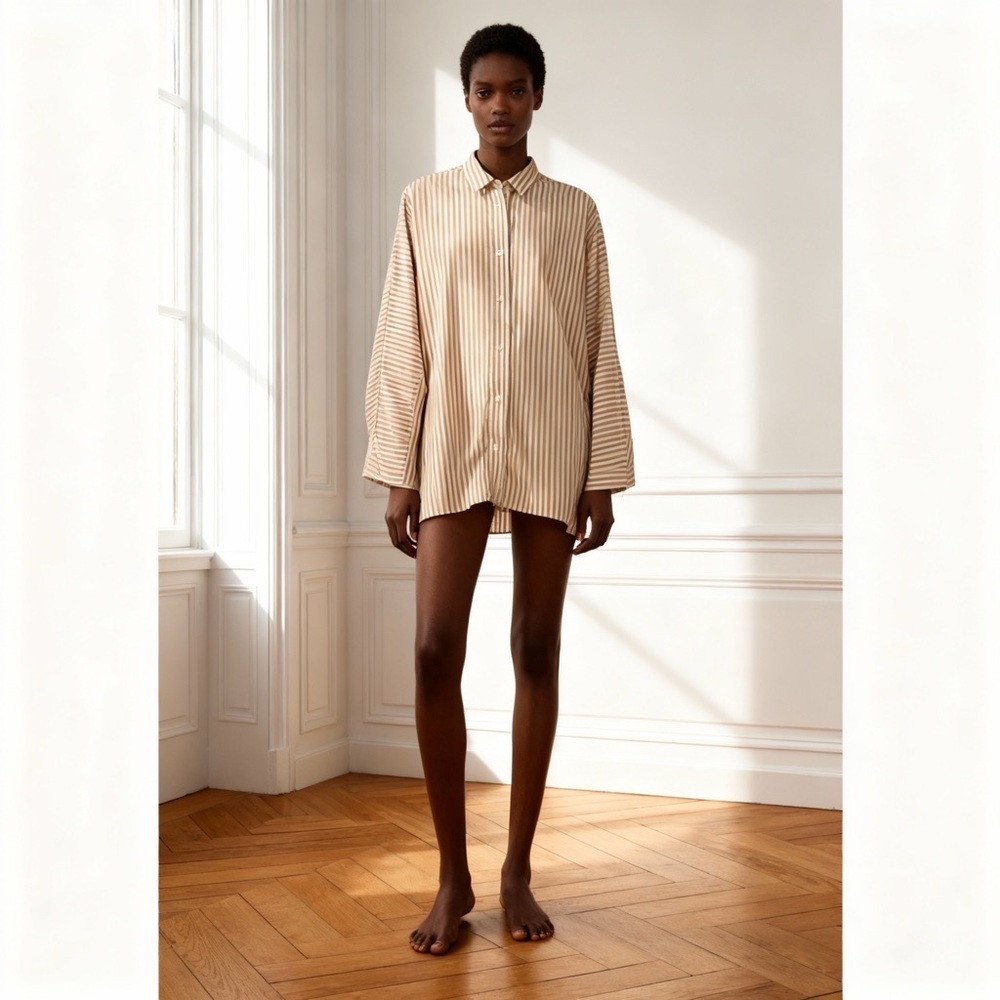 Kit & Ace Striped Oversized Button-Up Shirt